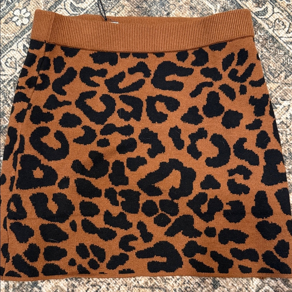 Le Lis Leopard Knit Mini Skirt in Brown and Black